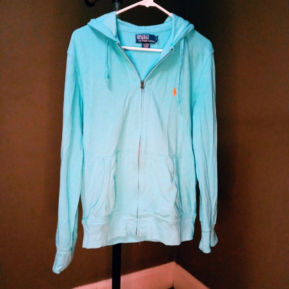 Polo Ralph Lauren Tops - AQUA BLUE POLO ZIP UP HOODIE